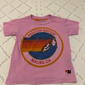 Aviator Nation Kids Pink Malibu CA Graphic Tee- size 4